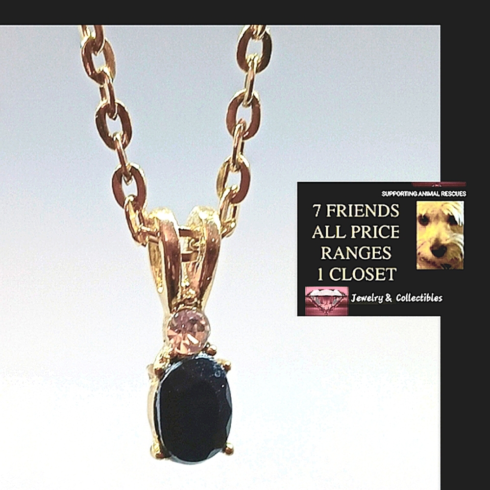 Blue Sapphire & Crystal in Goldtone Necklace NWTs.